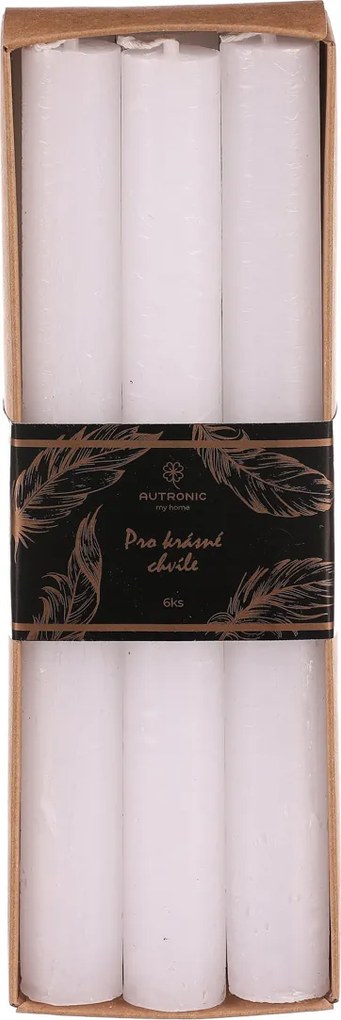 Zestaw wysokich świec, biały, 6 szt., parafinowe, 20 cm