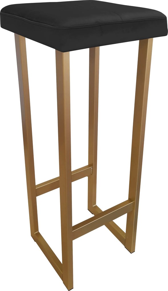 Hoker ALEX krzesło barowe tkanina Welur podstawa metalowa : Kolor Stelaża - Złoty, Kolor tkaniny - VELVET - MG19, Wysokość - 90 cm