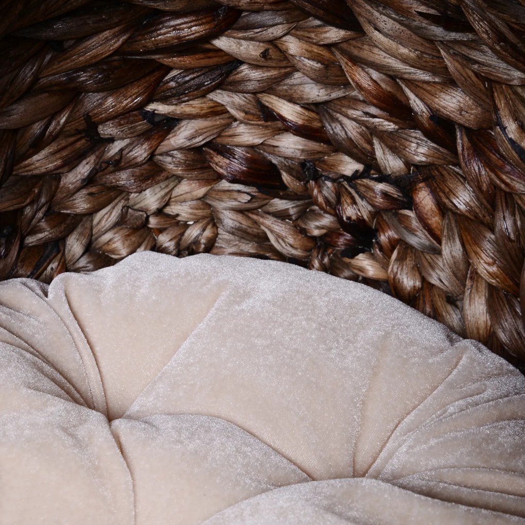 PawHut Kosz dla kota Rattanowe gniazdo dla kota Legowisko dla kota z poduszką Legowisko dla zwierząt domowych szary