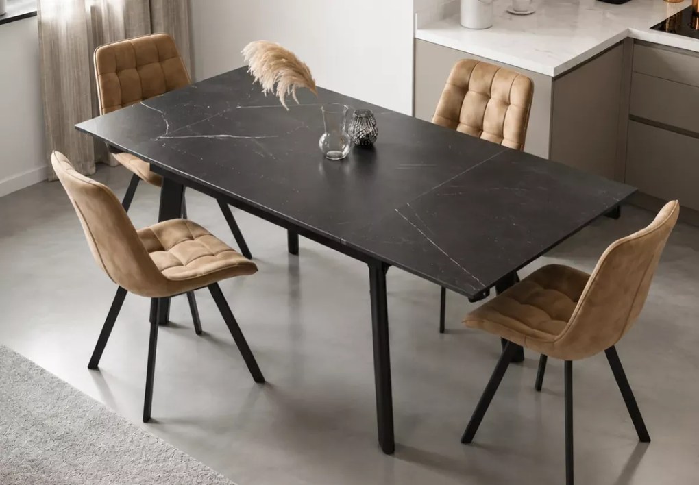 Stół ceramiczny rozkładany Hadson 90–150 cm czarny metal nowoczesny loftowy stół do jadalni