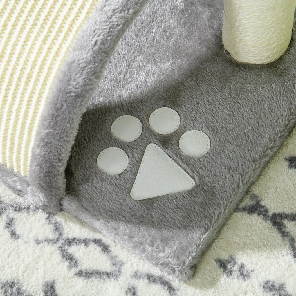 Drapak PawHut z jaskinią i zabawkami dla kotów, szary