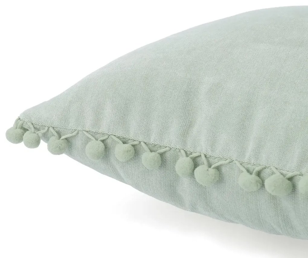 Poszewka dekoracyjna ESLOV z pomponami pistacjowa 45x45 cm HOMLA