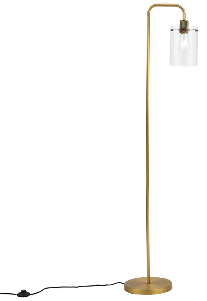 Designerska lampa podłogowa brązowa z przezroczystym szkłem - Domo Nowoczesny Oswietlenie wewnetrzne
