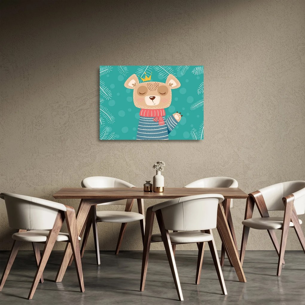 Obraz na szkle - Machający niedźwiadek (70x50 cm)