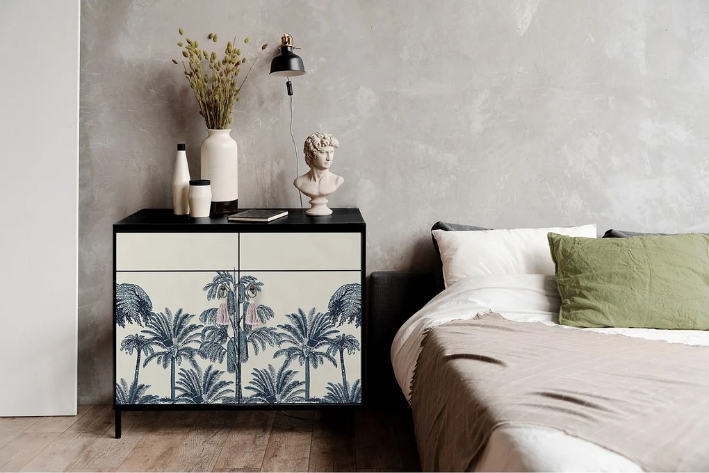 Szafka typu kredens z 2 drzwiami i 2 szufladami z nadrukowanego MDF