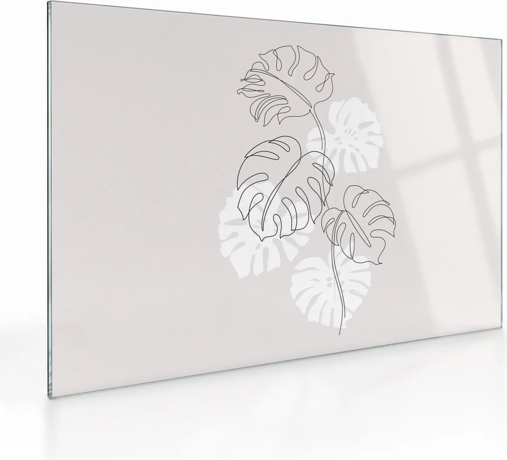 Obraz na szkle - Line art monstera N⁰3 (70x50 cm)