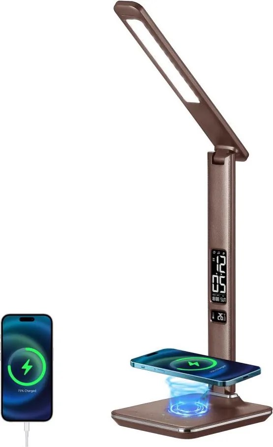 Brilagi-LED Ściemnialna lampa z bezprzewodowym ładowaniem REGINA LED/8,5W/230V brązowa