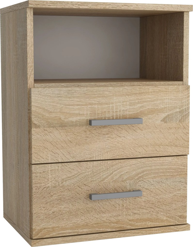 Szafka Nocna NOCTA - Dąb sonoma / Front Dąb sonoma / Wysokość 65.5 cm / 2 szuflady