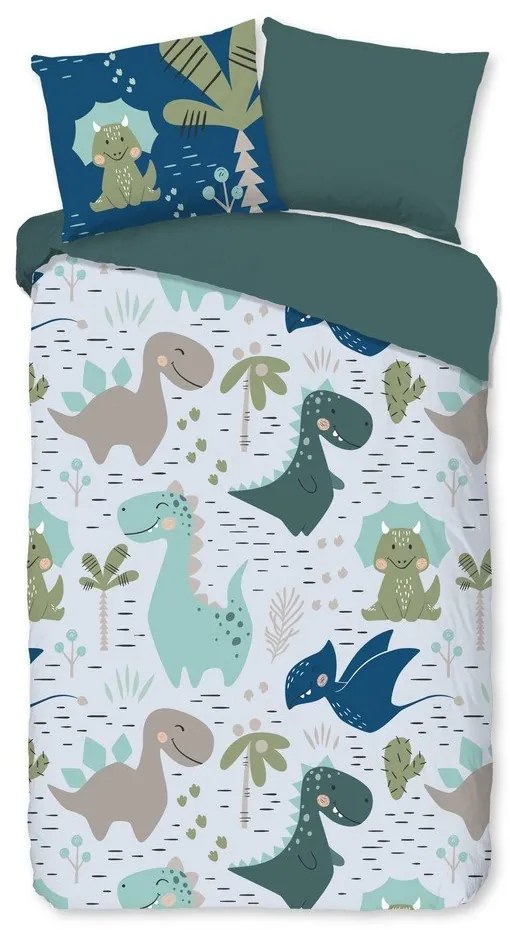 Zielono-niebieska pościel dziecięca jednoosobowa z mikrowłókna 140x200 cm – Good Morning