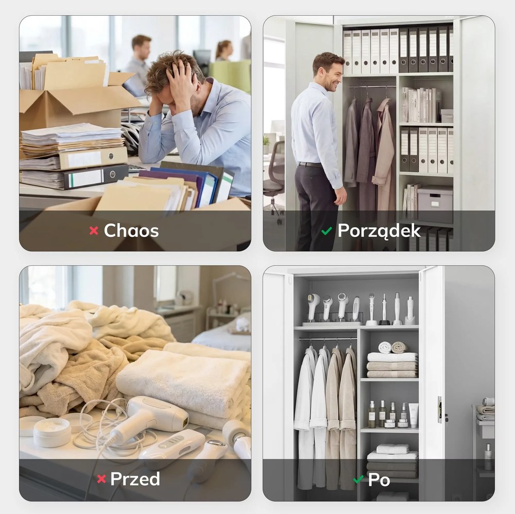 Szafa gospodarcza zamykana szara DAWID 900 x 1850 x 450 mm