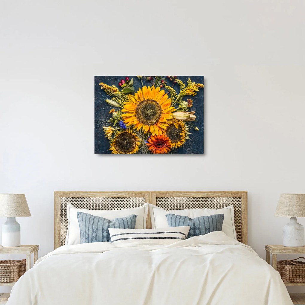 Obraz na szkle - Jesienne kwiaty (70x50 cm)