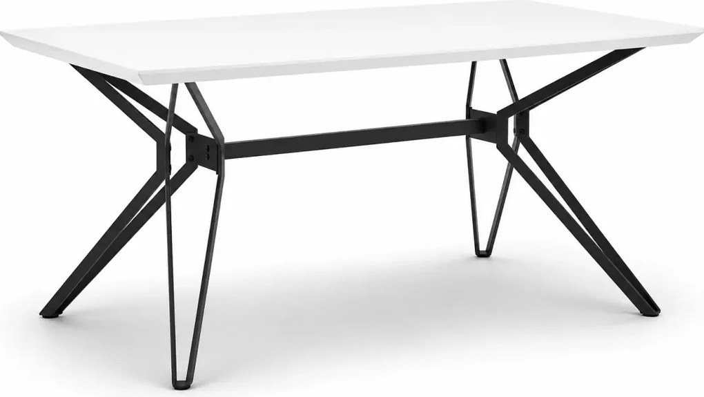 THERESE – nowoczesny stół prostokątny do jadalni i salonu, 160 x 90 cm z lakierowanym blatem MDF i stalowymi nogami