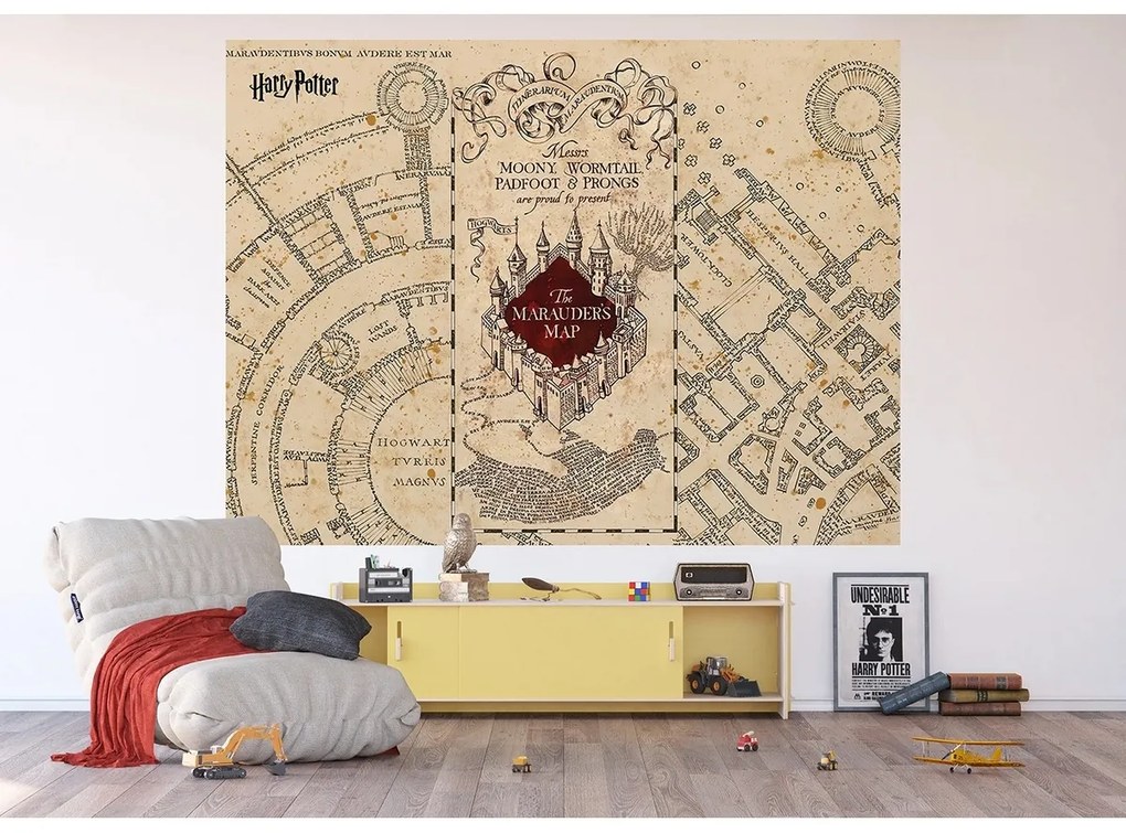 Fototapeta dla dzieci Harry Potter Marauders Map 252 x 182 cm, 4 części