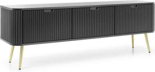 ZURI Szafka RTV-168 czarna | złote nogi