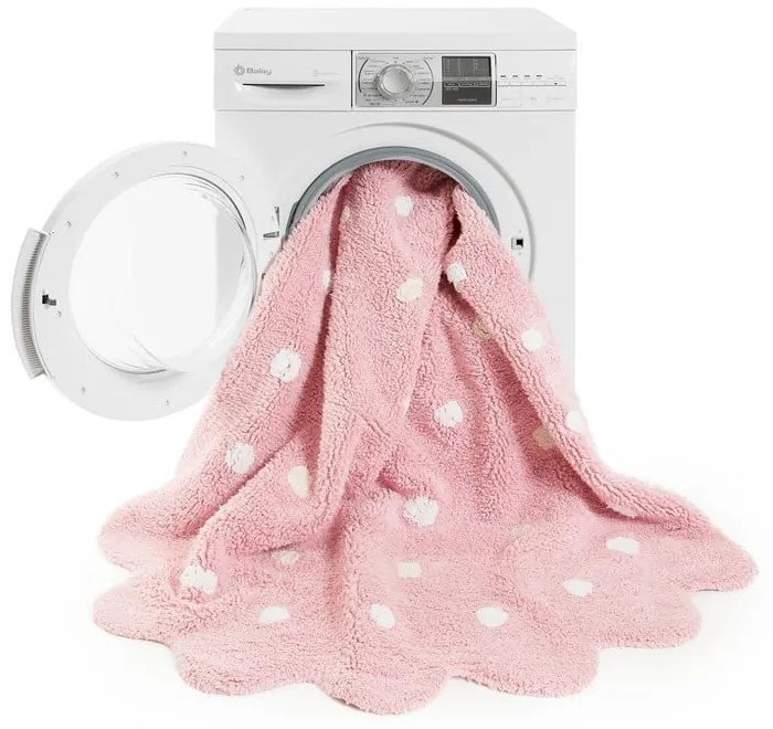Różowy bawełniany dywan dziecięcy tkany ręcznie odpowiedni do prania ø140 cm Little Biscuit Pink – Lorena Canals