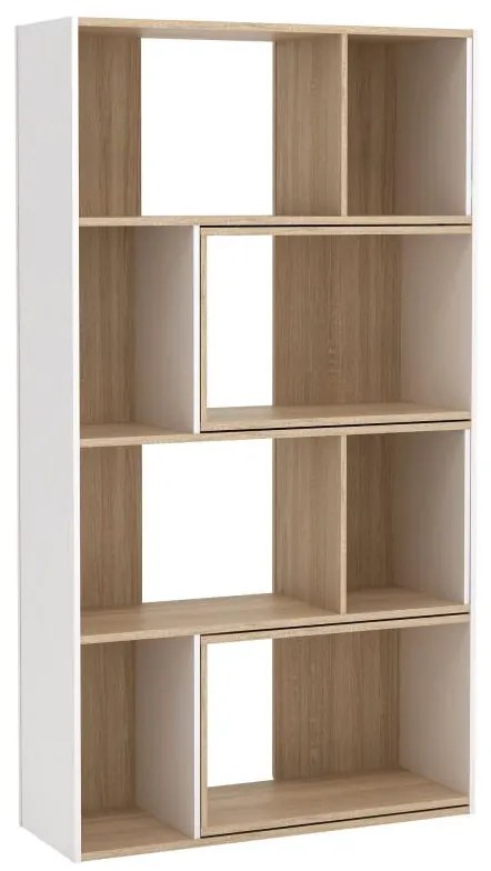 Biblioteczka narożna modułowa - 8 do 12 wnęk - Naturalny i Biały - DARLENA