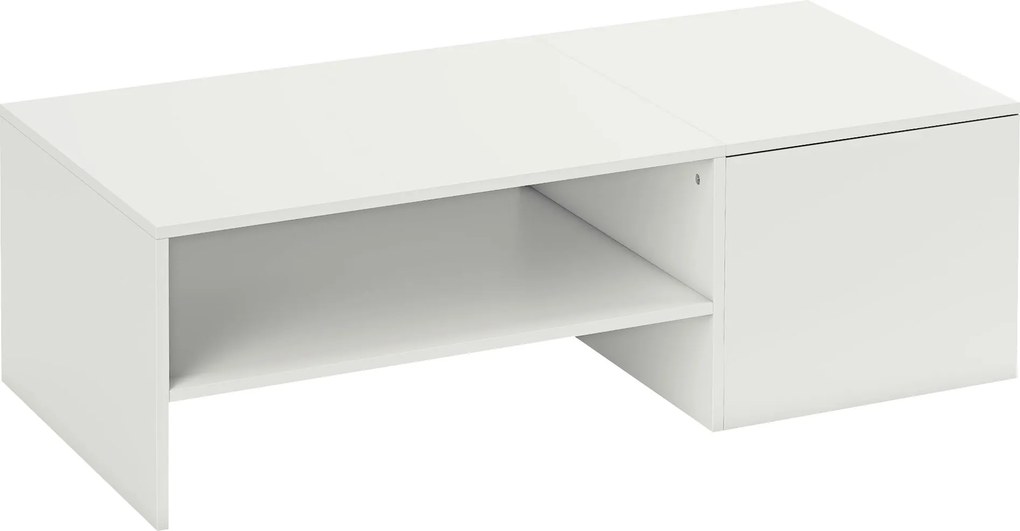 HOMCOM Regulowany stolik kawowy, metalowe prowadnice, płyta wiórowa, podkładki na nóżki, biały