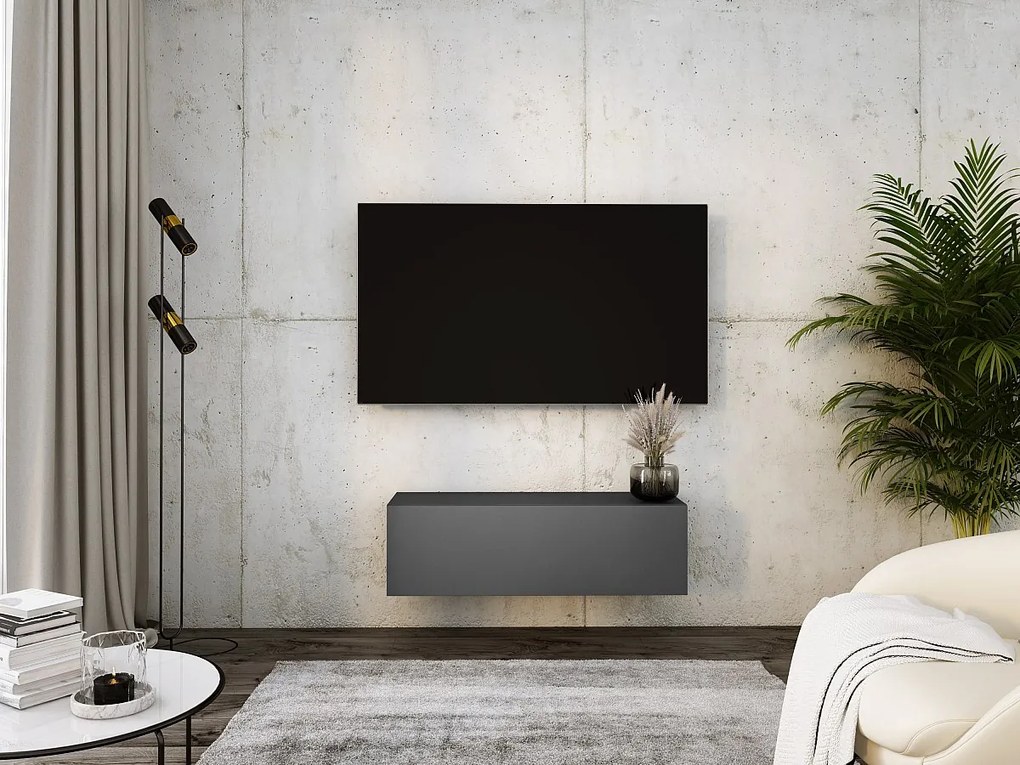 Zawieszana szafka pod telewizor, 100 x 34 x 32 cm, antracyt