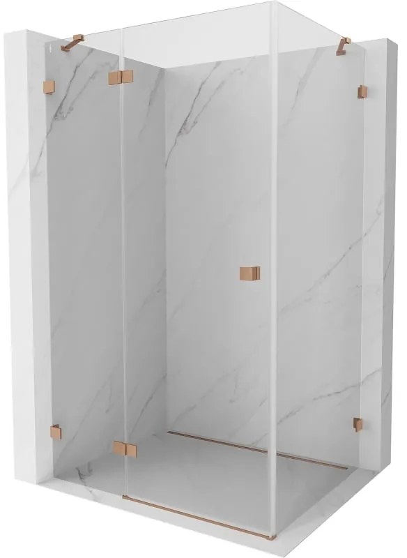 Mexen Lunar kabina prysznicowa uchylna lewa 75 x 80 cm, transparent, miedź szczotkowana - 834-075-080-65-00-L