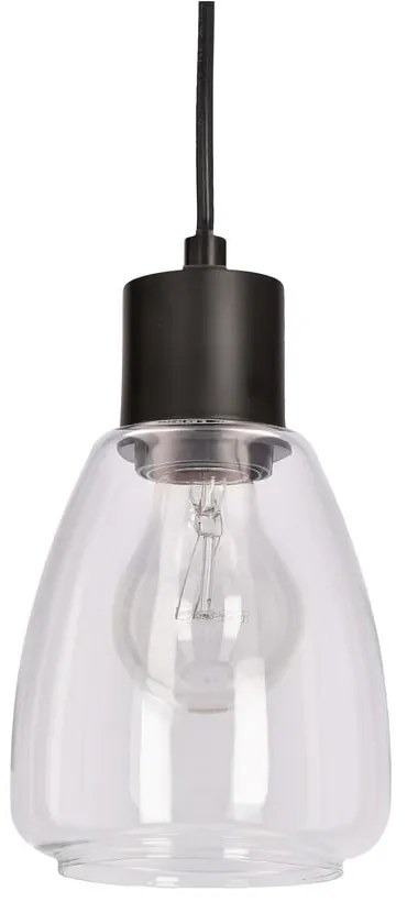 Czarna lampa wisząca ze szklanym kloszem ø 12 cm Moldo – Candellux Lighting