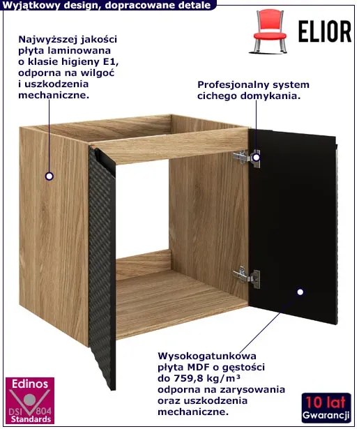 Czarna szafka łazienkowa z frontami 3D N5-M14