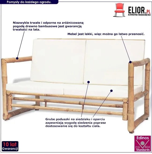 Bambusowa sofa ogrodowa Frawis - brązowa