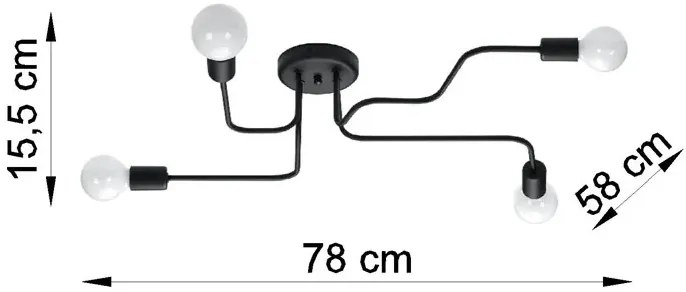 Czarna industrialna lampa sufitowa 4-ramienna - A626-Brif