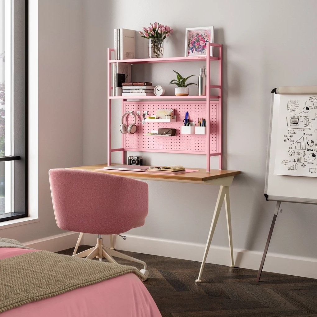Metalowa nadstawka na biurko WENDY, 1150 x 980 x 220 mm, różowa