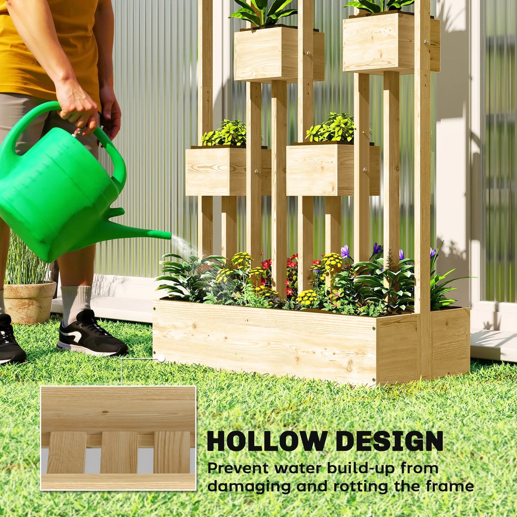 Outsunny Podwyższona grządka z kratownicą, drewniana skrzynia na rośliny, 90 x 45 x 170 cm | Aosom PL