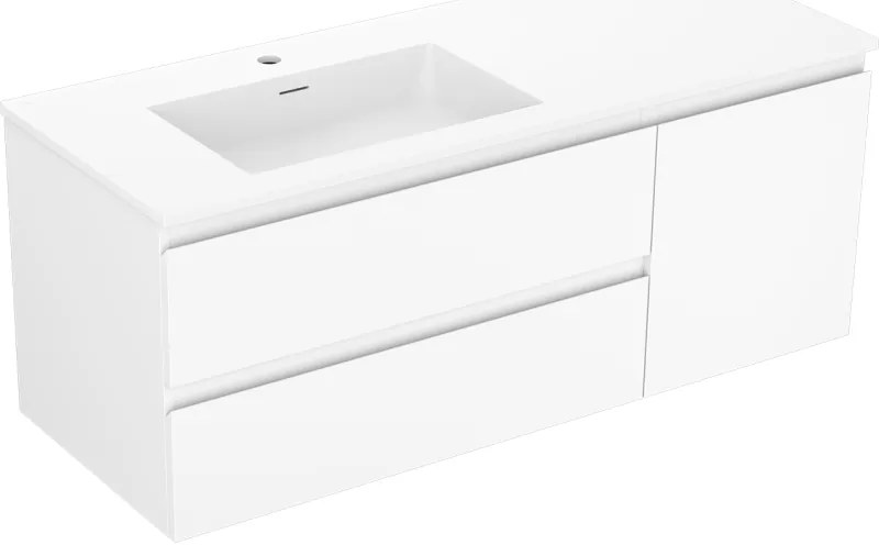 Mexen Orio szafka łazienkowa 120 cm z umywalką Otis lewą, 2S, 1D, biała mat - 91A13-12047-3-BBFFF01-W18L01