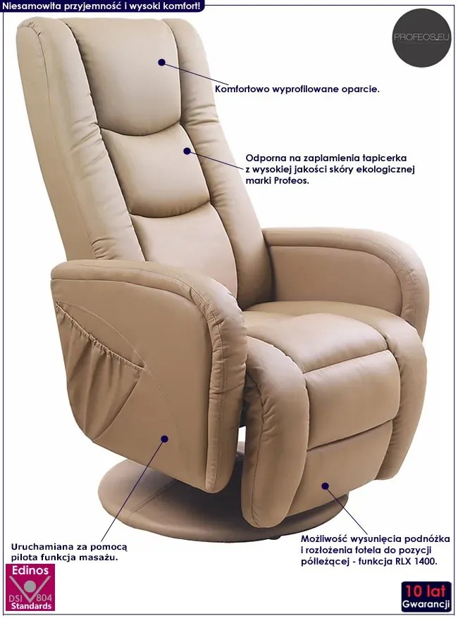 Beżowy obrotowy fotel masujący do salonu H7-S45
