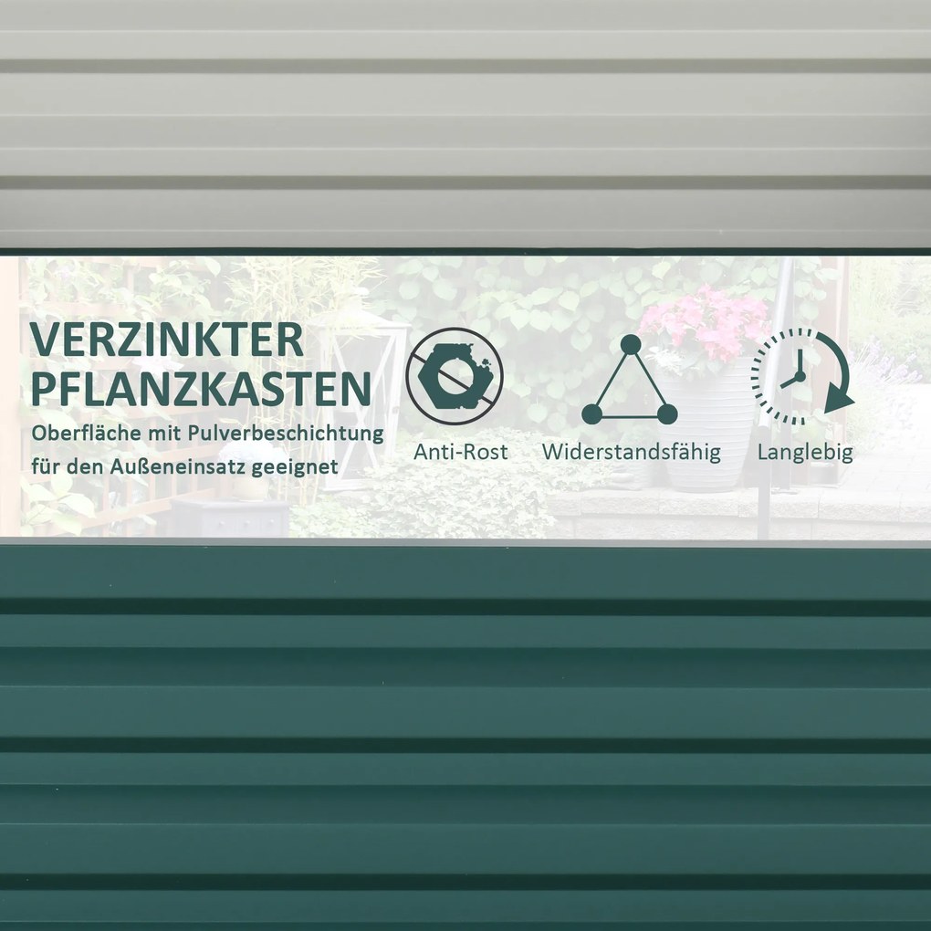 Outsunny Ogród Podwyższone Łóżko Ogrodowe z Stalową Obudową Zielone 120x120x30cm Idealne dla Roślin | Aosom PL