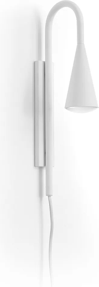 Nowoczesny kinkiet TEAR - GU10 20W - kabel 2 metry - w??czanie i wy??czanie - stal i biel