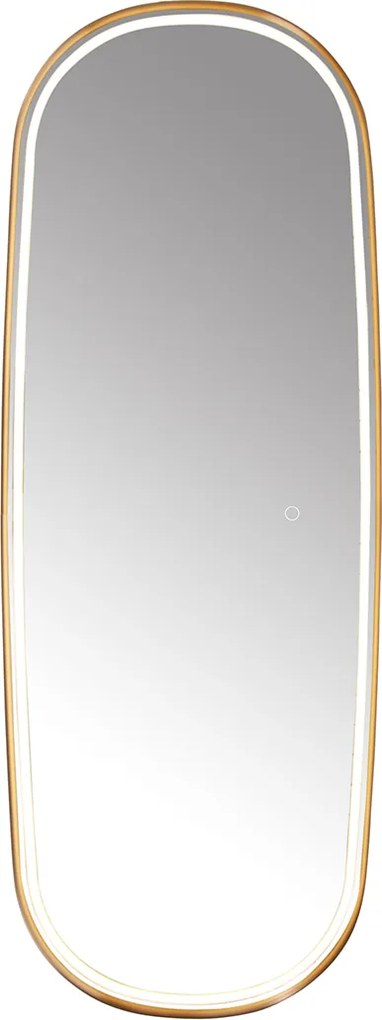 Lustro łazienkowe w kolorze różowego złota z wbudowanym oświetleniem LED i ściemniaczem dotykowym - Geraldien