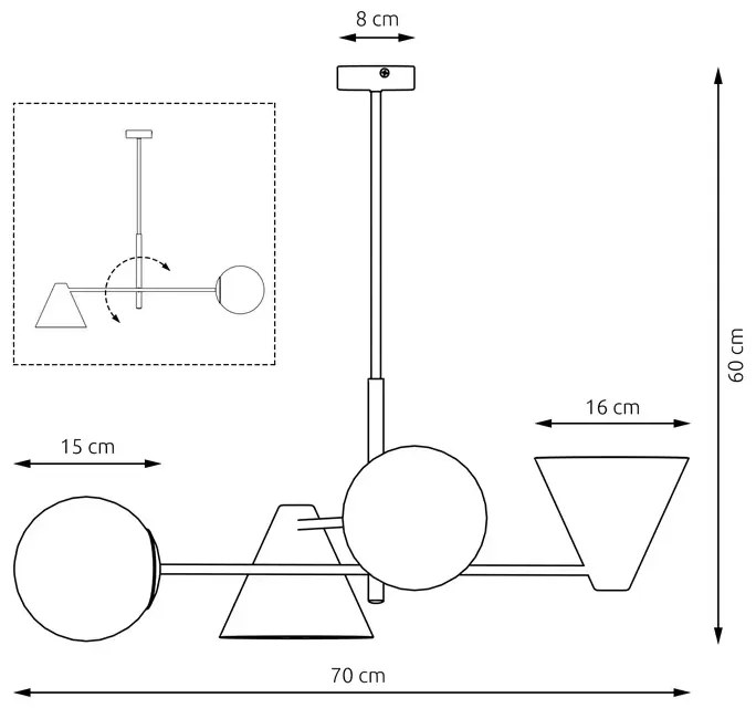 Czarna lampa sufitowa w stylu loftowym - D140-Vilox