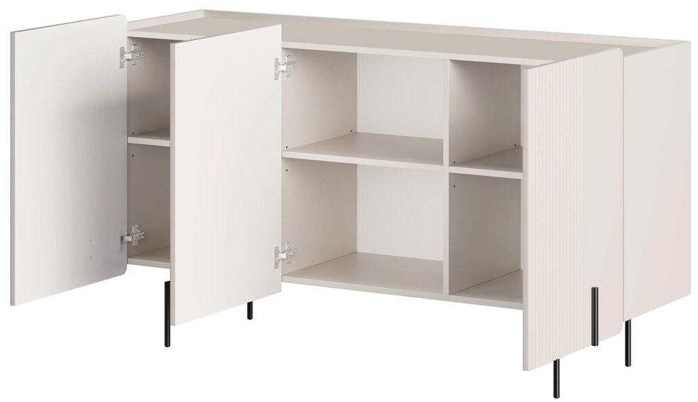 Komoda Malmi 150 cm trzydrzwiowa - kaszmir / czarne nóżki