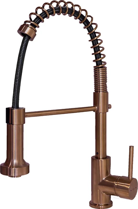 Plimo bateria zlewozmywakowa z ruchomą słuchawką prysznicową, miedź szczotkowana