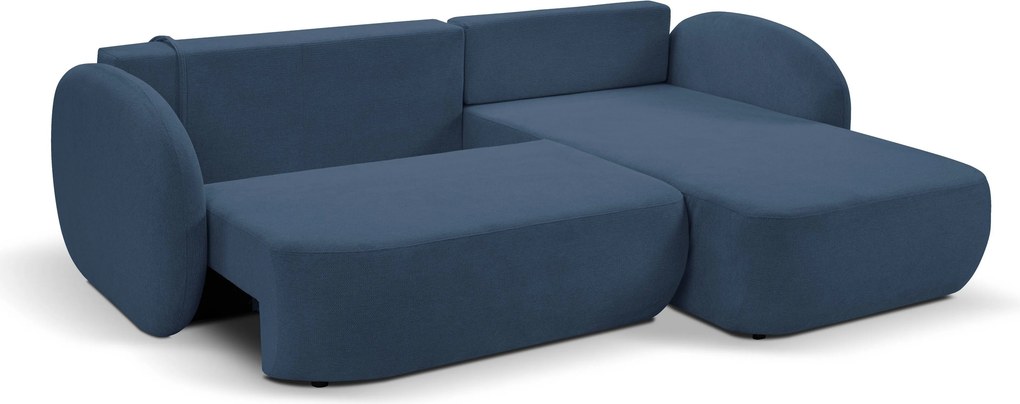 Masseno Narożnik AMICO z funkcją spania i pojemnikiem na pościel Narozniki L, Rozkładana sofa - Granatowy, ARAGON 79