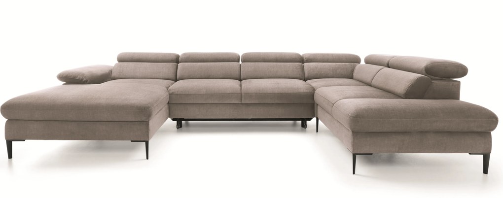 Masseno Narożnik MESTO z funkcją spania i pojemnikiem na pościel Narozniki U, Rozkładana sofa - Brązowy, VOGUE 04