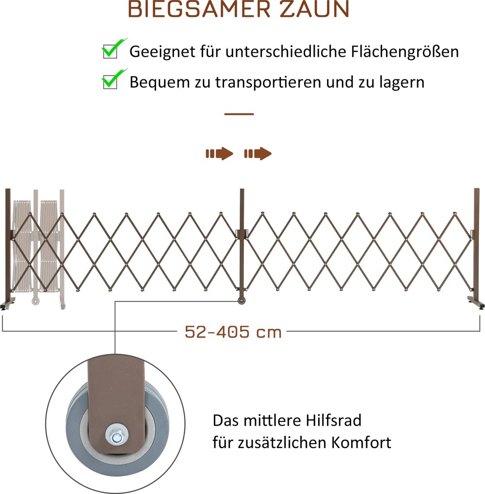 Outsunny OGRODZENIE HARMONIJKOWE 405 cm w biurowcu, ogrodzenie na private event | Aosom PL