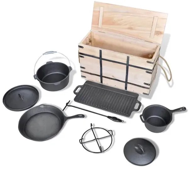 Zestaw 9 naczyń żeliwnych do grillowania M6-S58