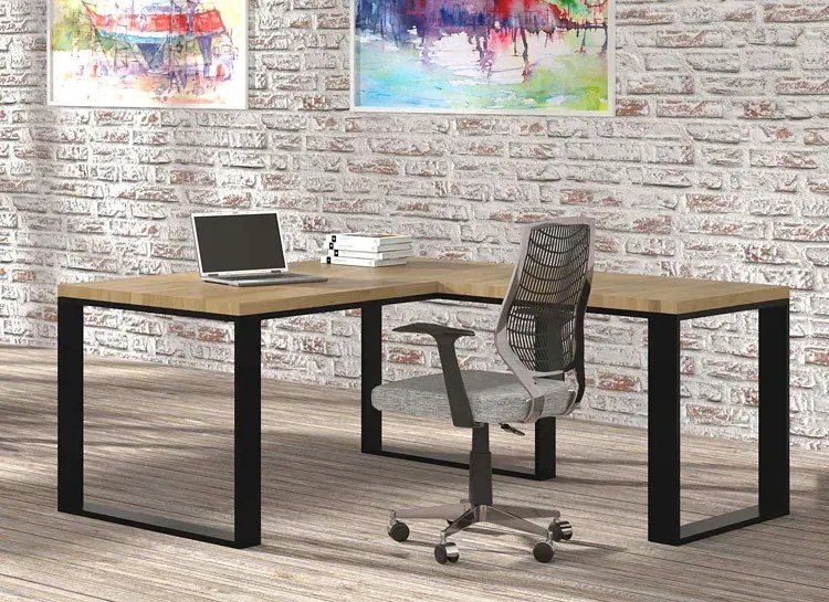 Industrialne narożne biurko biurowe 160 x 70 + 70 x 90 - Natna