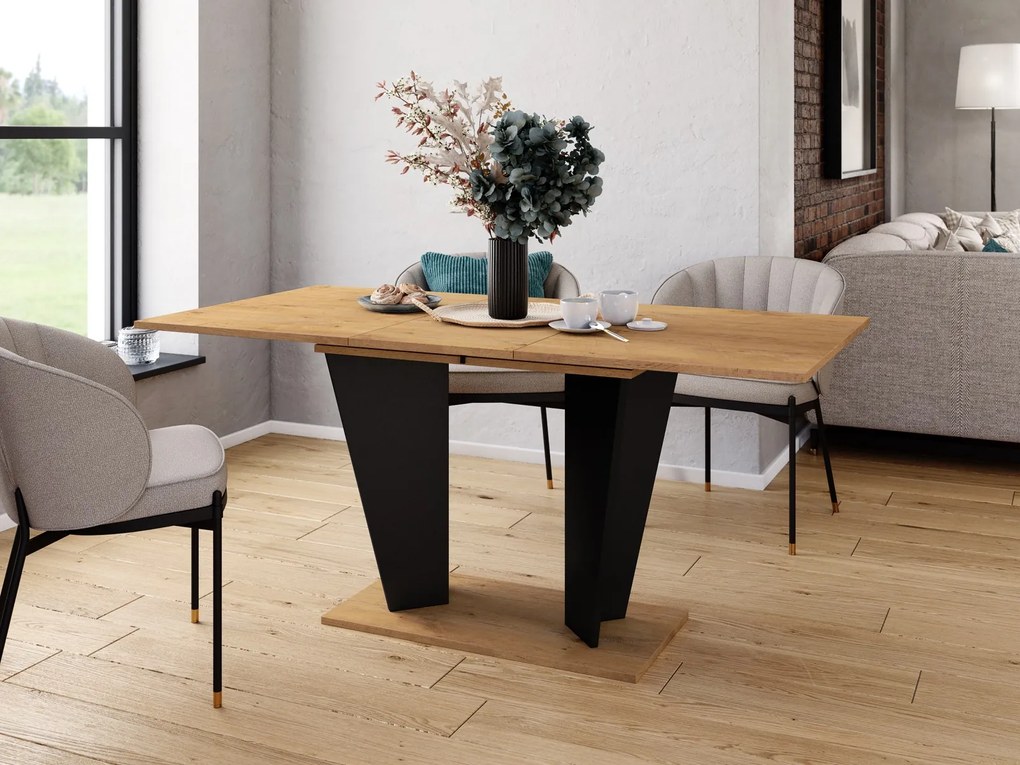 Rozkładany stół do jadalni Violan II R dąb lancelot/czarny mat