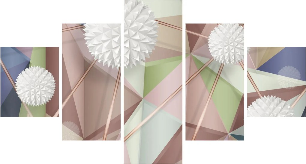 Obraz - Abstrakcja 3D w pastelowych kolorach (125x70 cm)