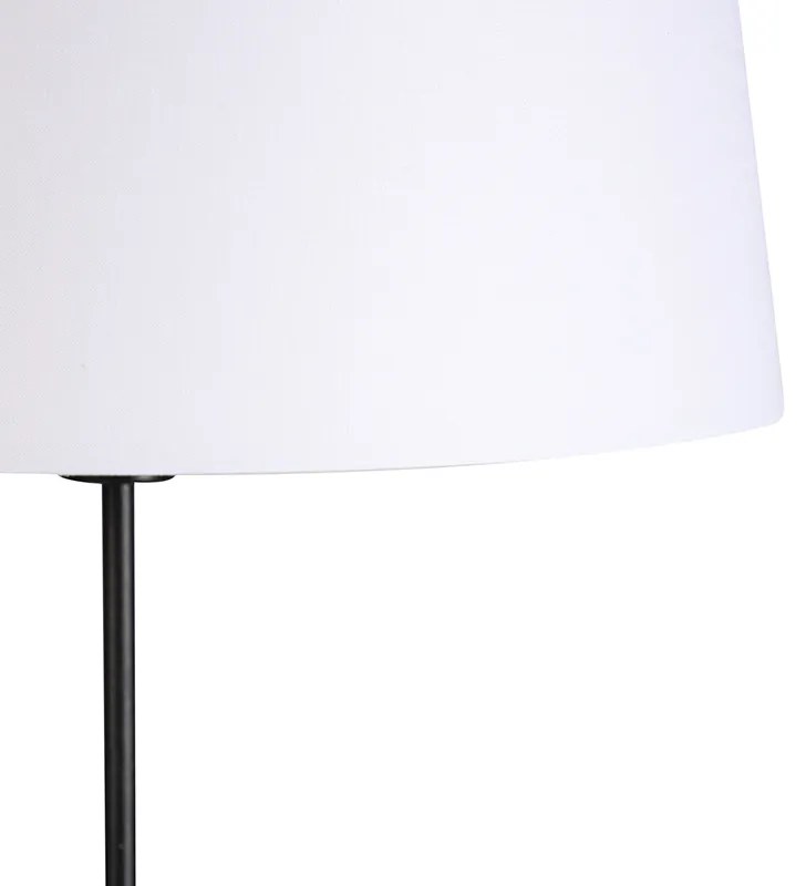 Lampa podłogowa czarna z białym abażurem lnianym 45 cm regulowana - Parte Nowoczesny Oswietlenie wewnetrzne