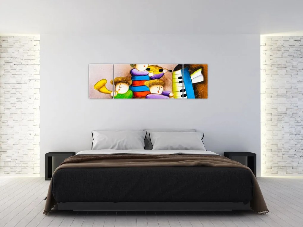 Obraz - Muzycy, malarstwo (170x50 cm)