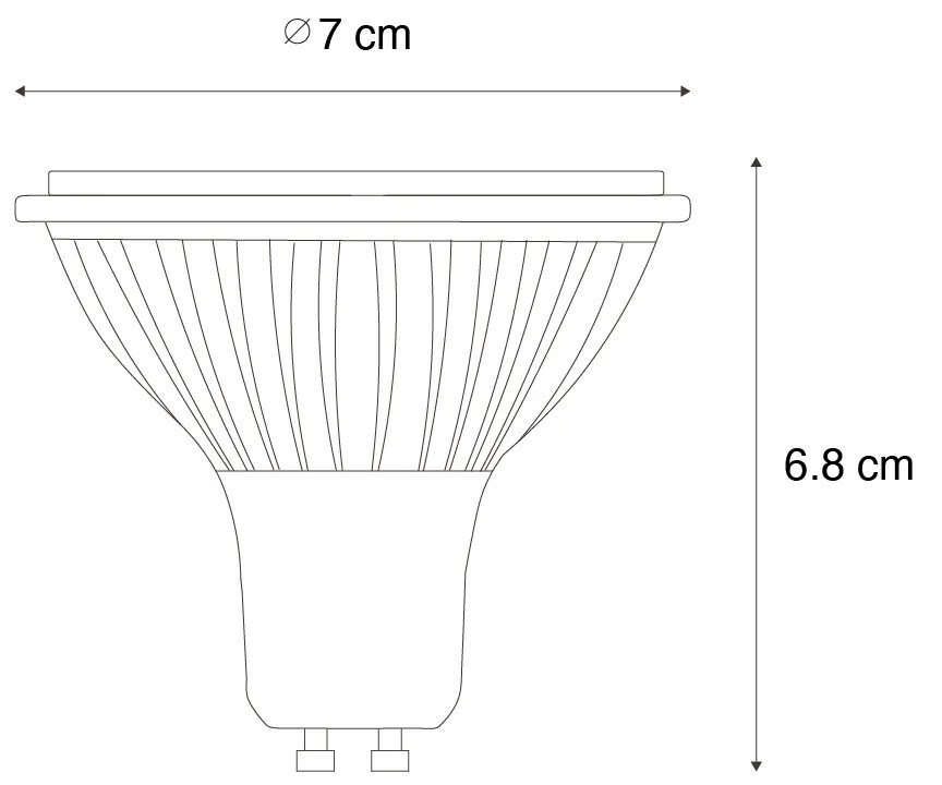 Zestaw 5 GU10 3-staps dimbaar LED lamp 70mm 6.5W 600 lm 2700K