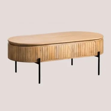 Owalny Stolik Kawowy 130x65 Cm Z Drewna Mango Analis Drewno Mango - Sklum