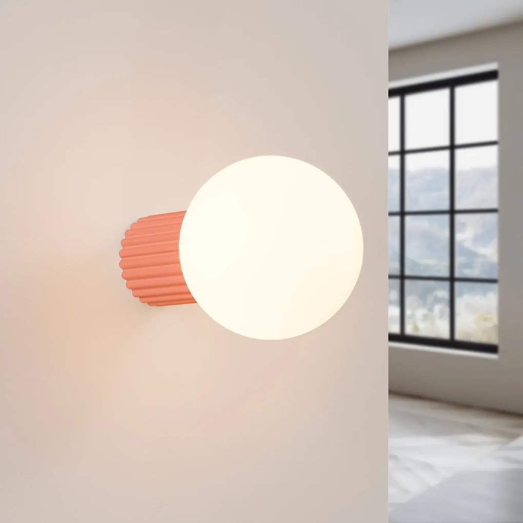 Kinkiet HALO brzoskwiniowy IP44 ryflowany SOLLUX  LIGHTING