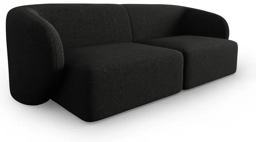 Czarna sofa z tkaniny szenilowej 188 cm Paolo – Milo Casa